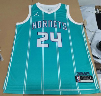 Maillot de Basket #24 Plumlee Hornets Bleu Imprimé